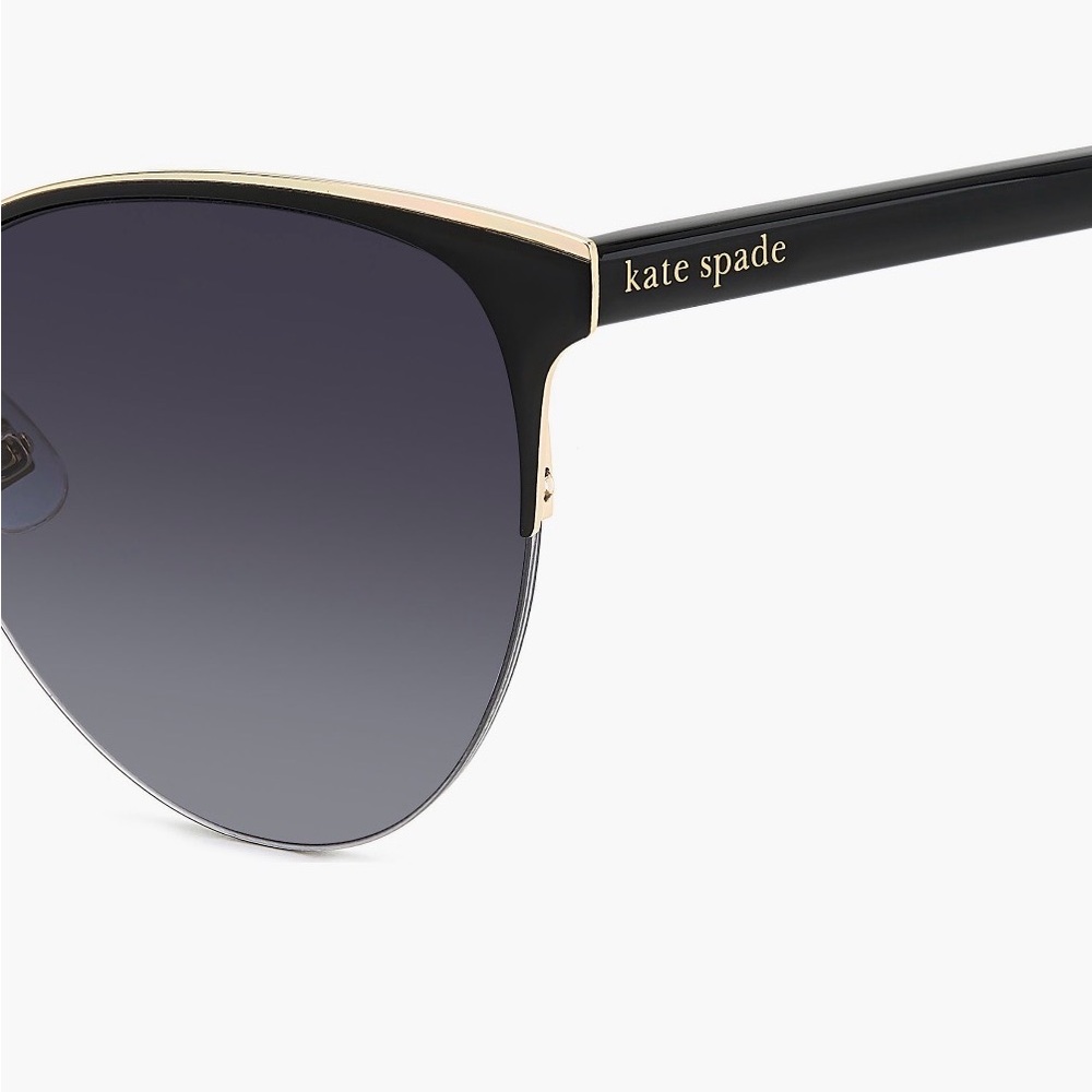 NWT Kate Spade Cat Eye Sunglasses Black Gold Leopard Arms UV400 - Picture 3 of 4